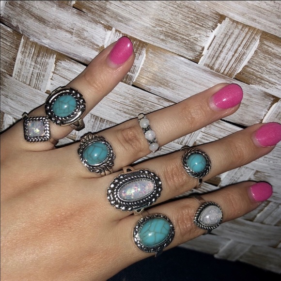 Turquoise and Silver Rings - Picture 4 of 5